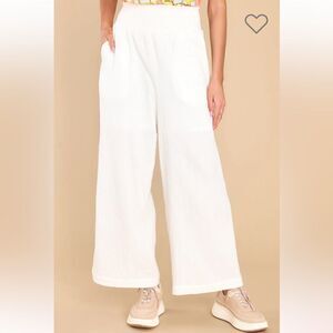 Red Dress Boutique Be Cool All Under Control Cotton Gauze Pants Ivory White M